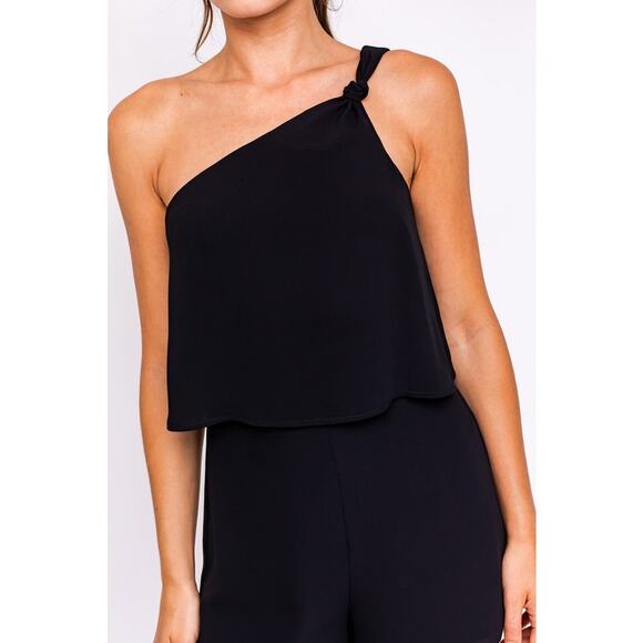 💣LE LIS Sleeveless One Shoulder Layered Pleated Woven Mini Romper | Size L - Picture 7 of 8